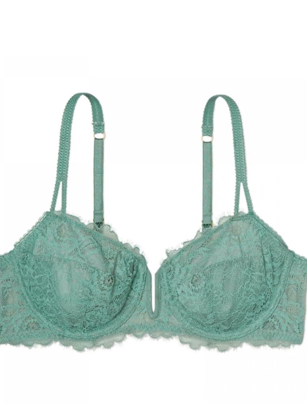 Auden Lace Underwire Bra in Teal Green